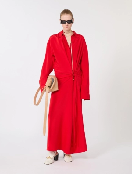 Stretch silk shirt dress - RED - Sportmax - 1