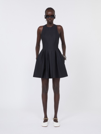 Short sleeveless pure cotton dress - BLACK - Sportmax