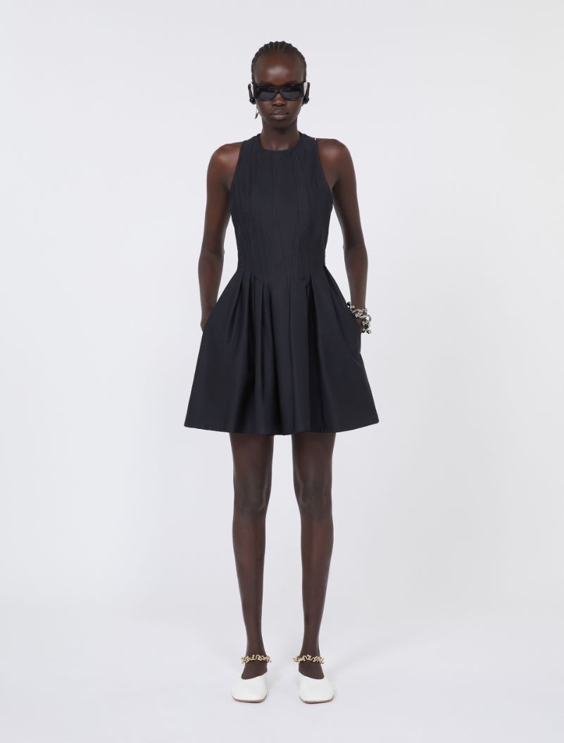 Short sleeveless pure cotton dress - BLACK - Sportmax