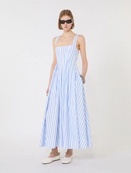 Abito lungo in popeline di cotone - AZZURRO - Sportmax