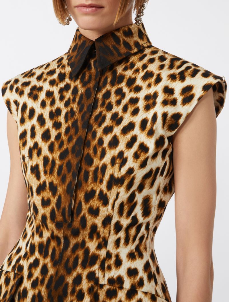 Sleeveless hourglass dress in cotton - CAMEL - Sportmax - 4