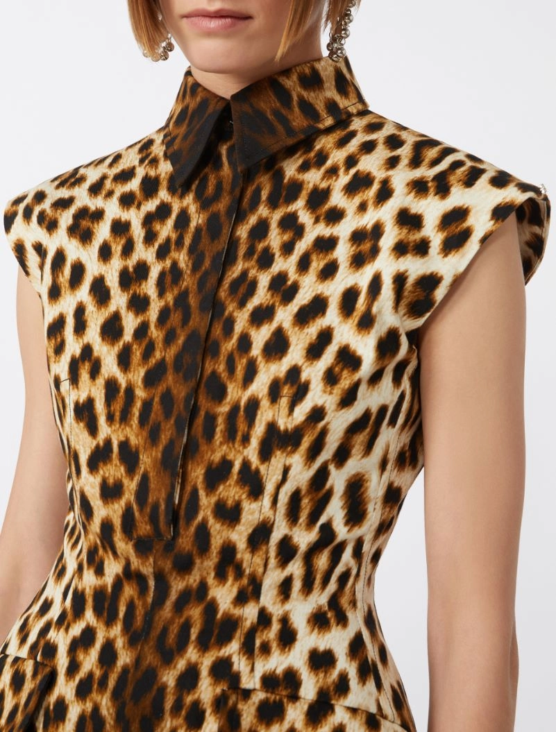 Sleeveless hourglass dress in cotton - CAMEL - Sportmax - 4