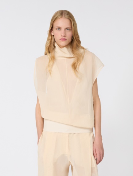 Cotton voile two-piece blouse - ECRU - Sportmax