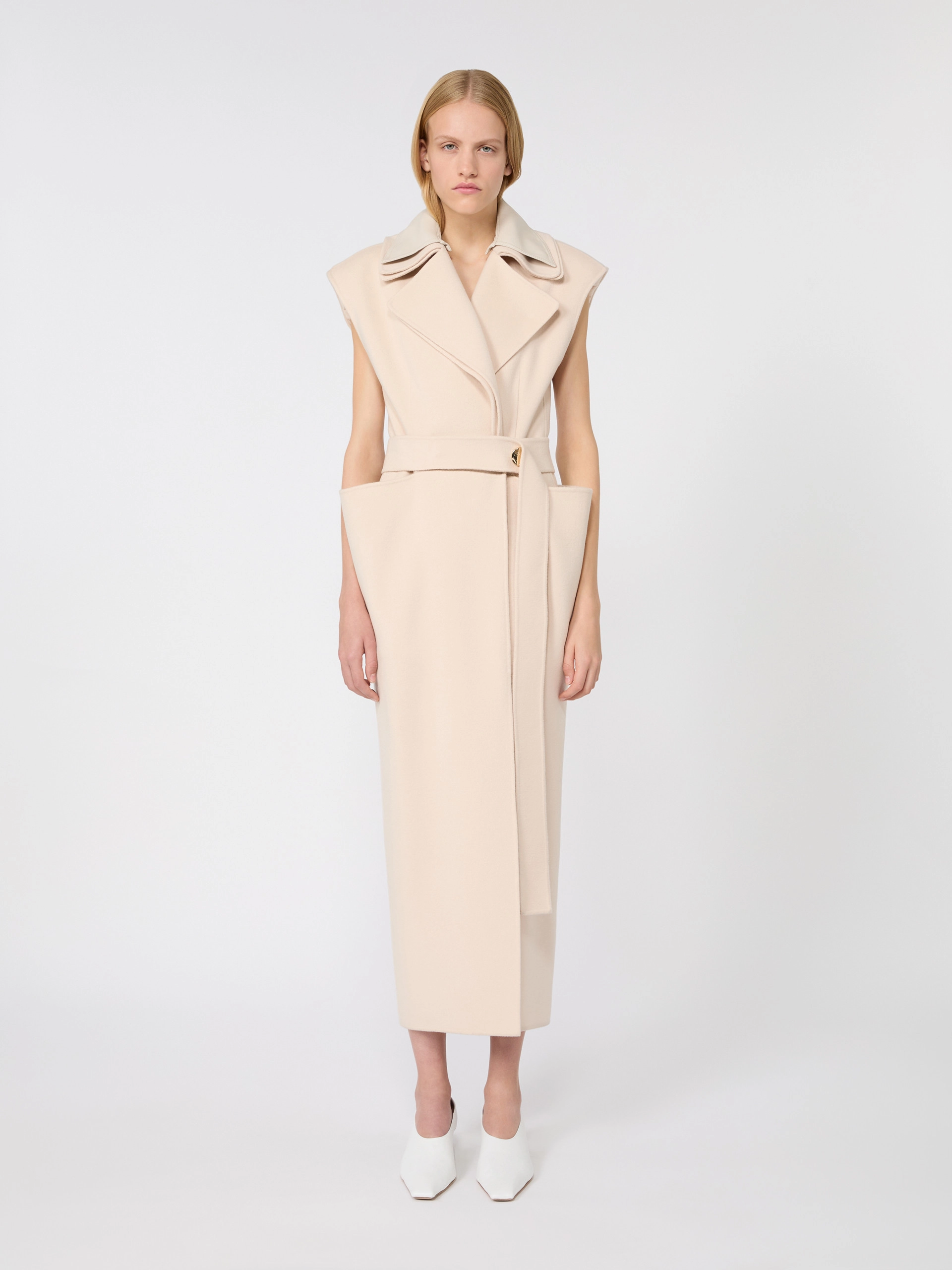 Sleeveless pure double wool coat - POWDER - Sportmax - 2