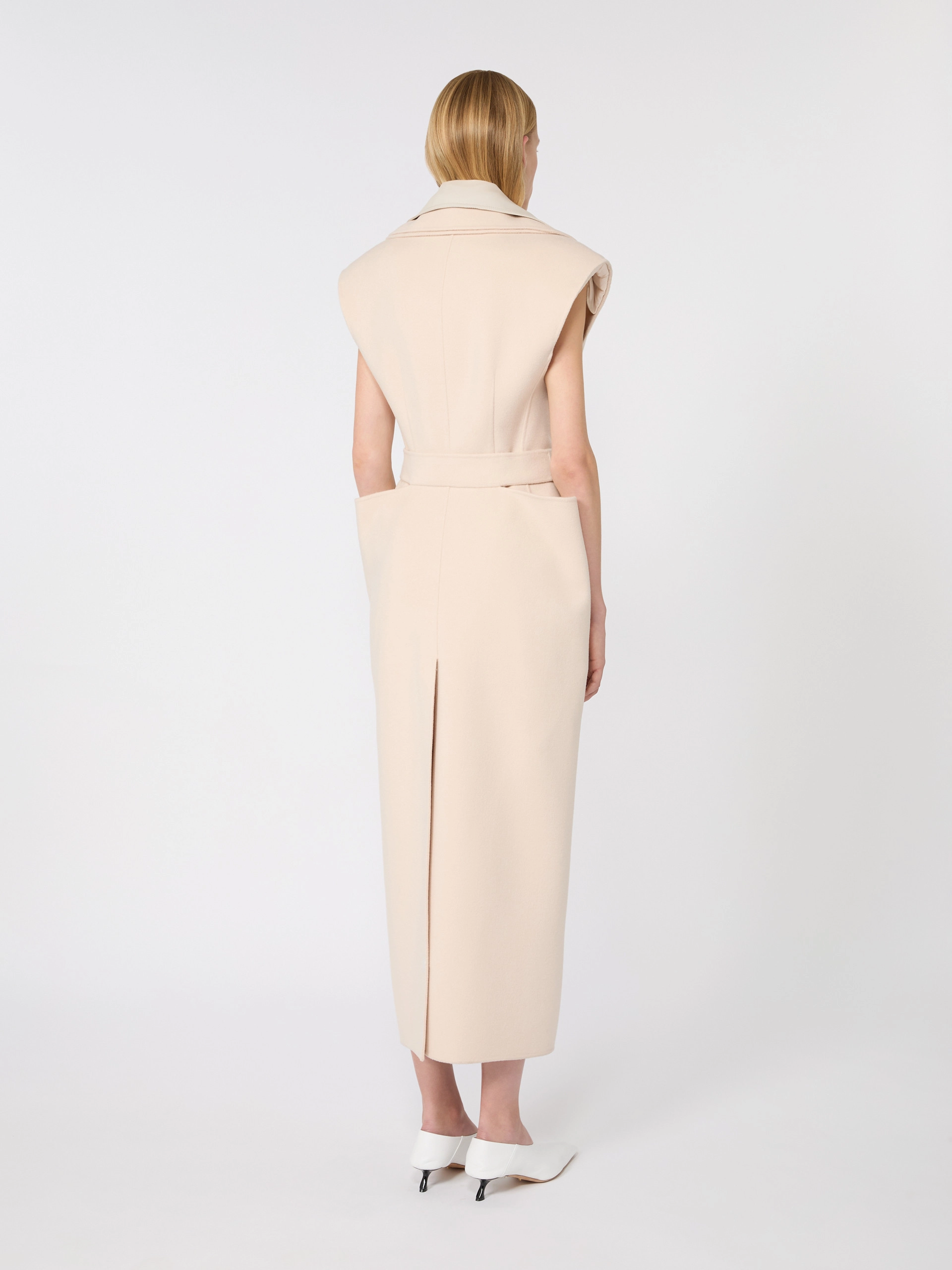 Sleeveless pure double wool coat - POWDER - Sportmax - 3