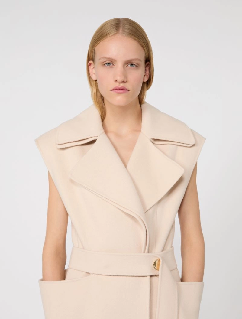 Sleeveless pure double wool coat - POWDER - Sportmax - 4