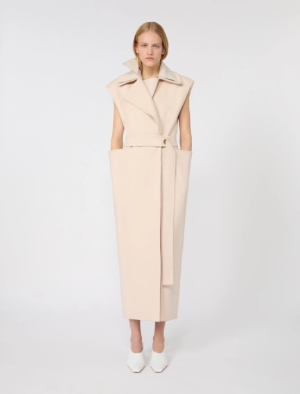 Sleeveless pure double wool coat - POWDER - Sportmax