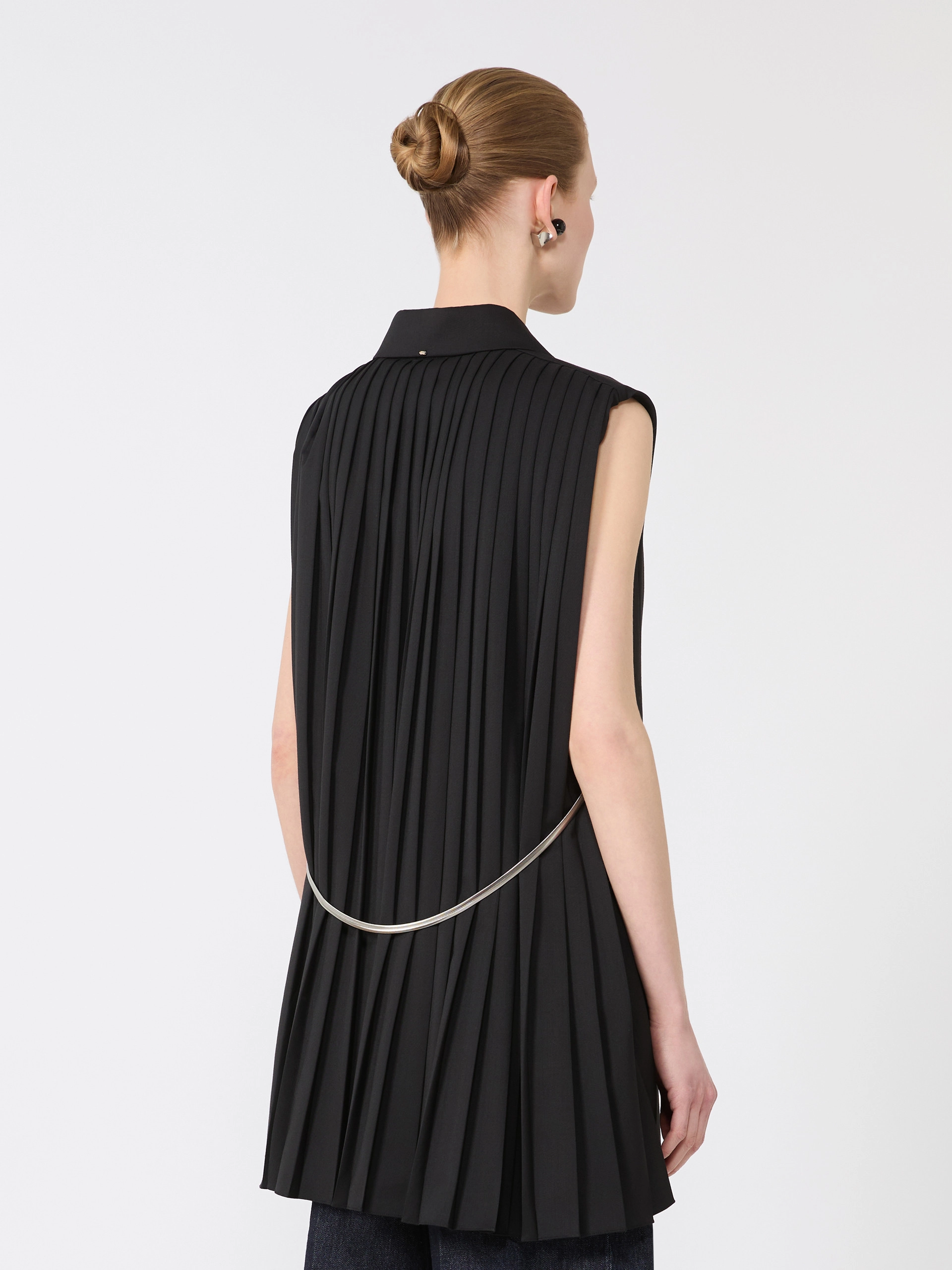 Sleeveless stretch wool blazer - BLACK - Sportmax - 3