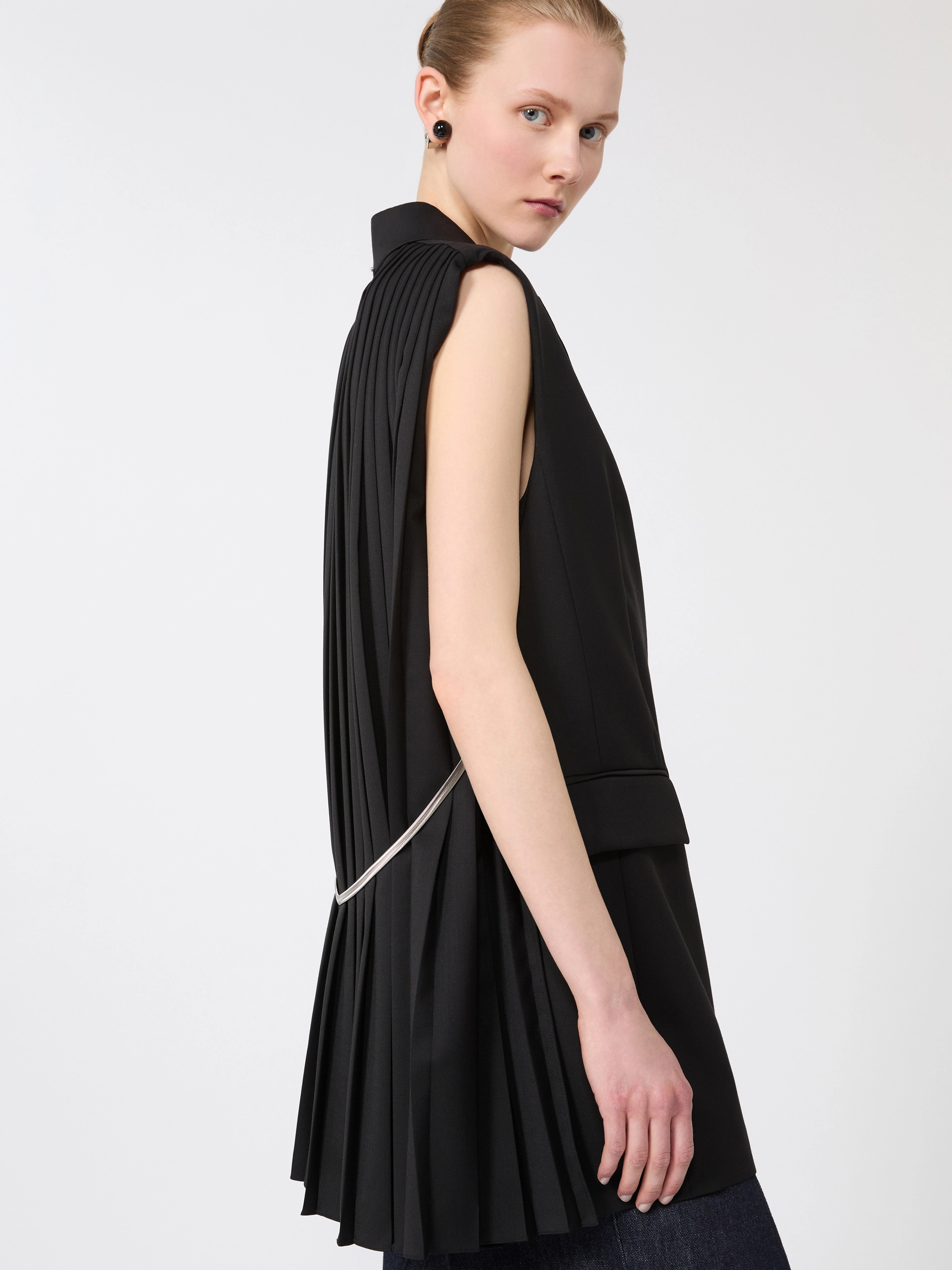 Sleeveless stretch wool blazer - BLACK - Sportmax - 4