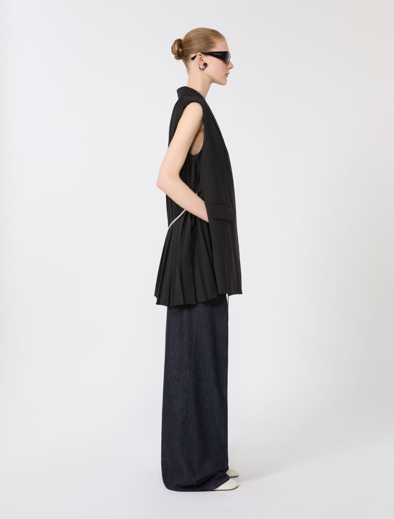 Sleeveless stretch wool blazer - BLACK - Sportmax