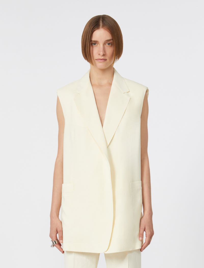 Oversized washed viscose gilet - IVORY - Sportmax - 2