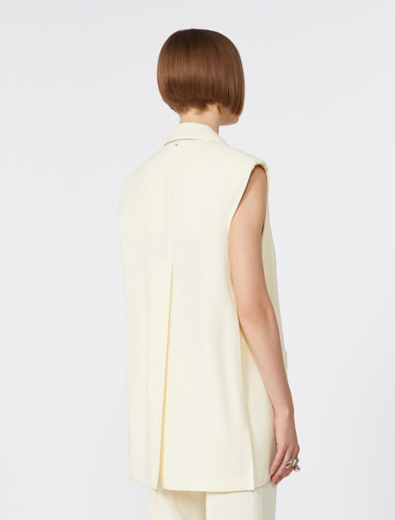 Oversized washed viscose gilet - IVORY - Sportmax - 3