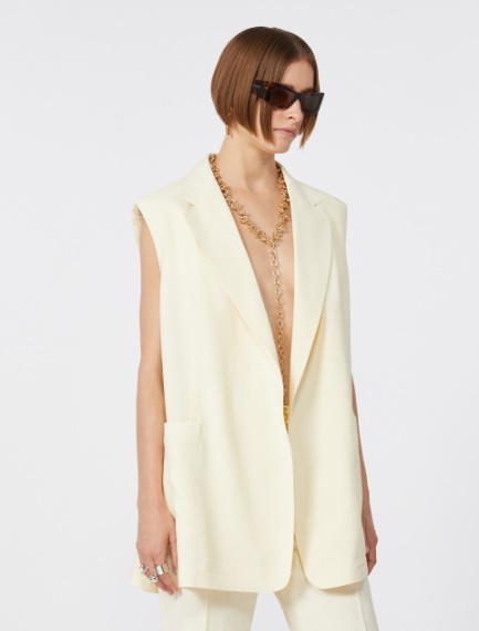 Oversized washed viscose gilet - IVORY - Sportmax