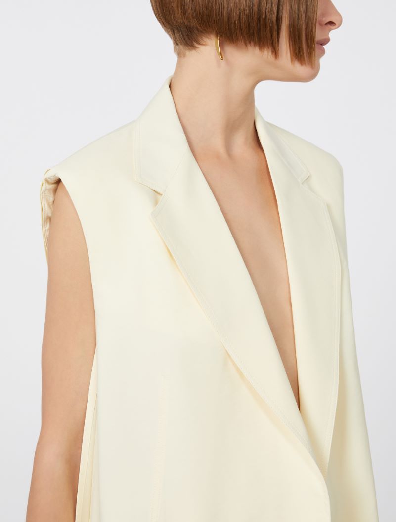 Oversized washed viscose gilet - IVORY - Sportmax - 5