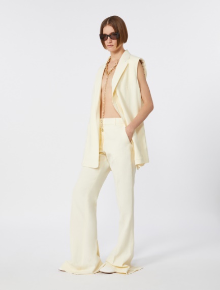Oversized washed viscose gilet - IVORY - Sportmax