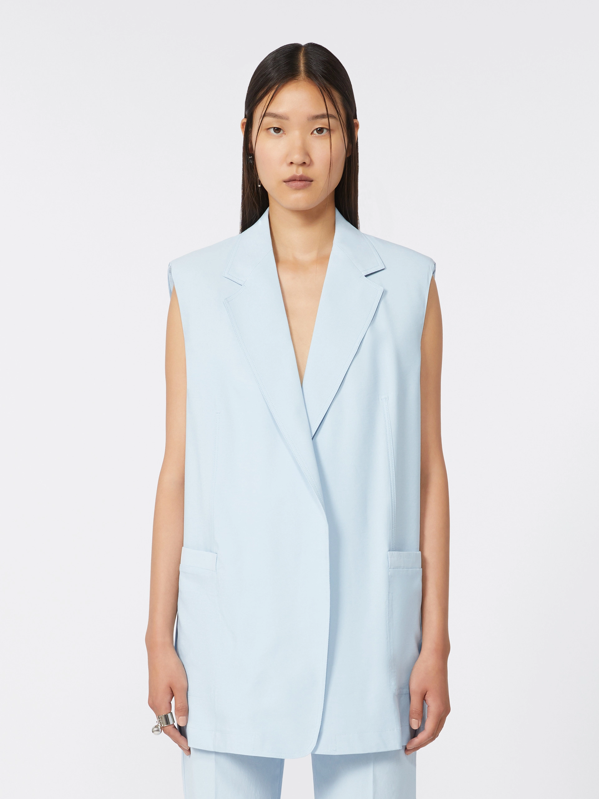 Oversize-Weste aus gewaschener Viskose - AZURBLAU - Sportmax - 2