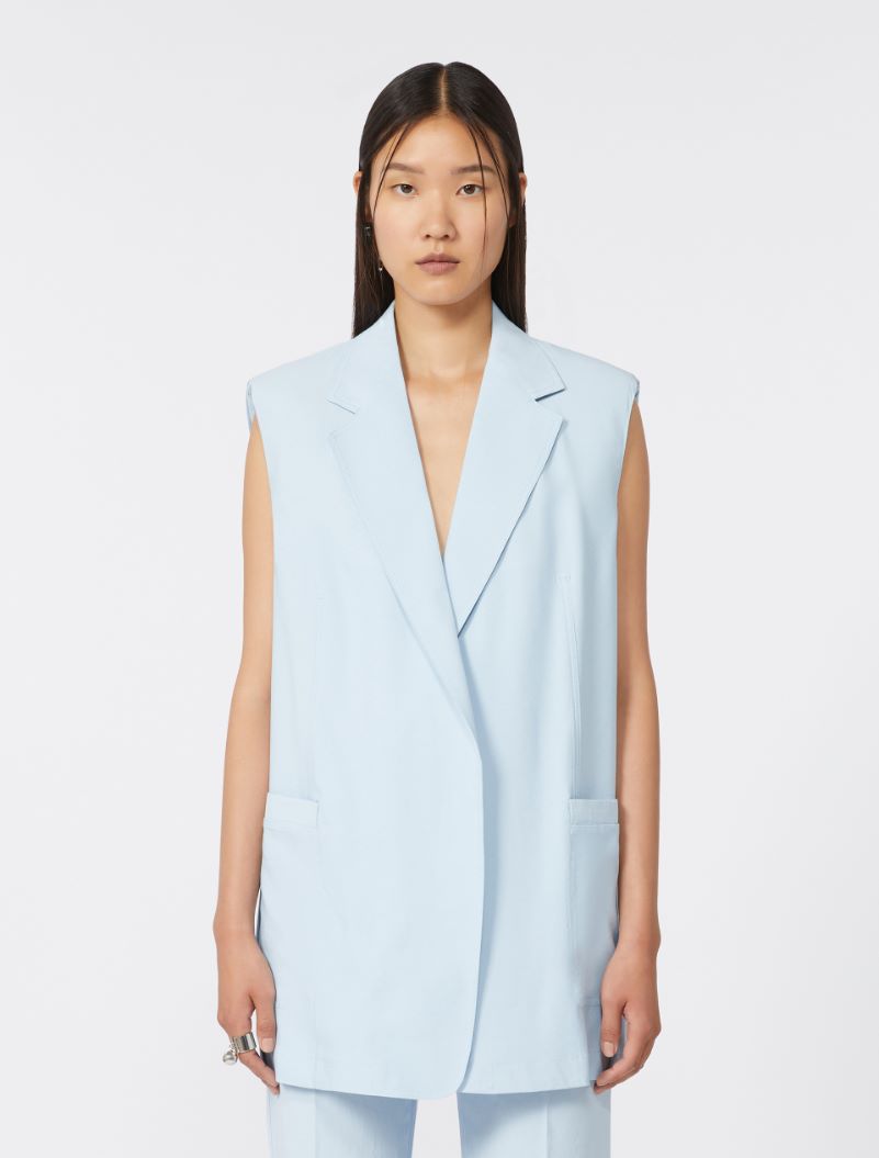 Oversized washed viscose gilet - LIGHT BLUE - Sportmax - 2