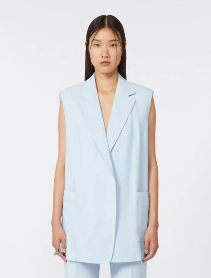 Oversize-Weste aus gewaschener Viskose - AZURBLAU - Sportmax - 2