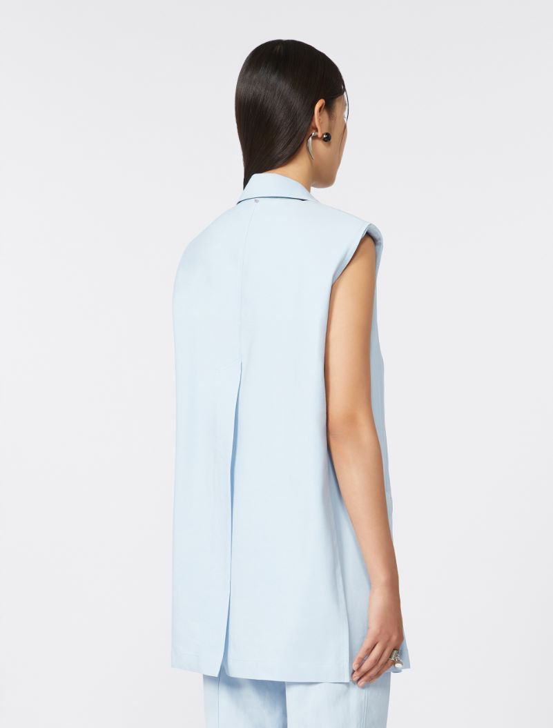 Oversized washed viscose gilet - LIGHT BLUE - Sportmax - 3