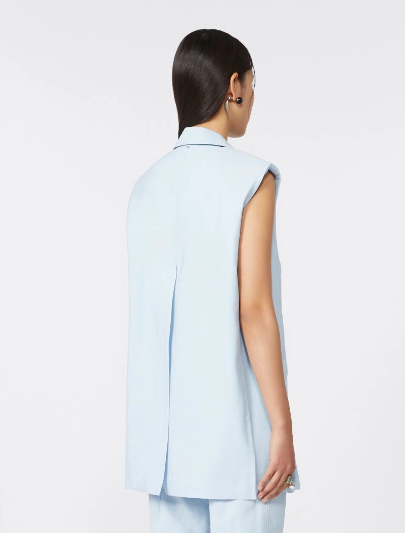 Oversized washed viscose gilet - LIGHT BLUE - Sportmax - 3