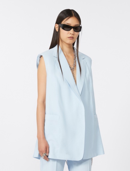 Oversized washed viscose gilet - LIGHT BLUE - Sportmax