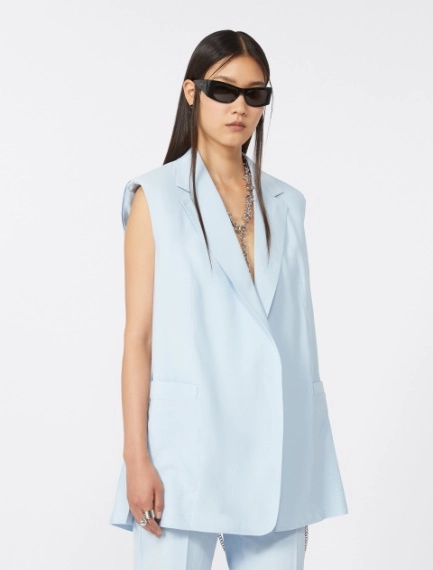 Oversized washed viscose gilet - LIGHT BLUE - Sportmax