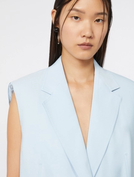 Oversize-Weste aus gewaschener Viskose - AZURBLAU - Sportmax - 5