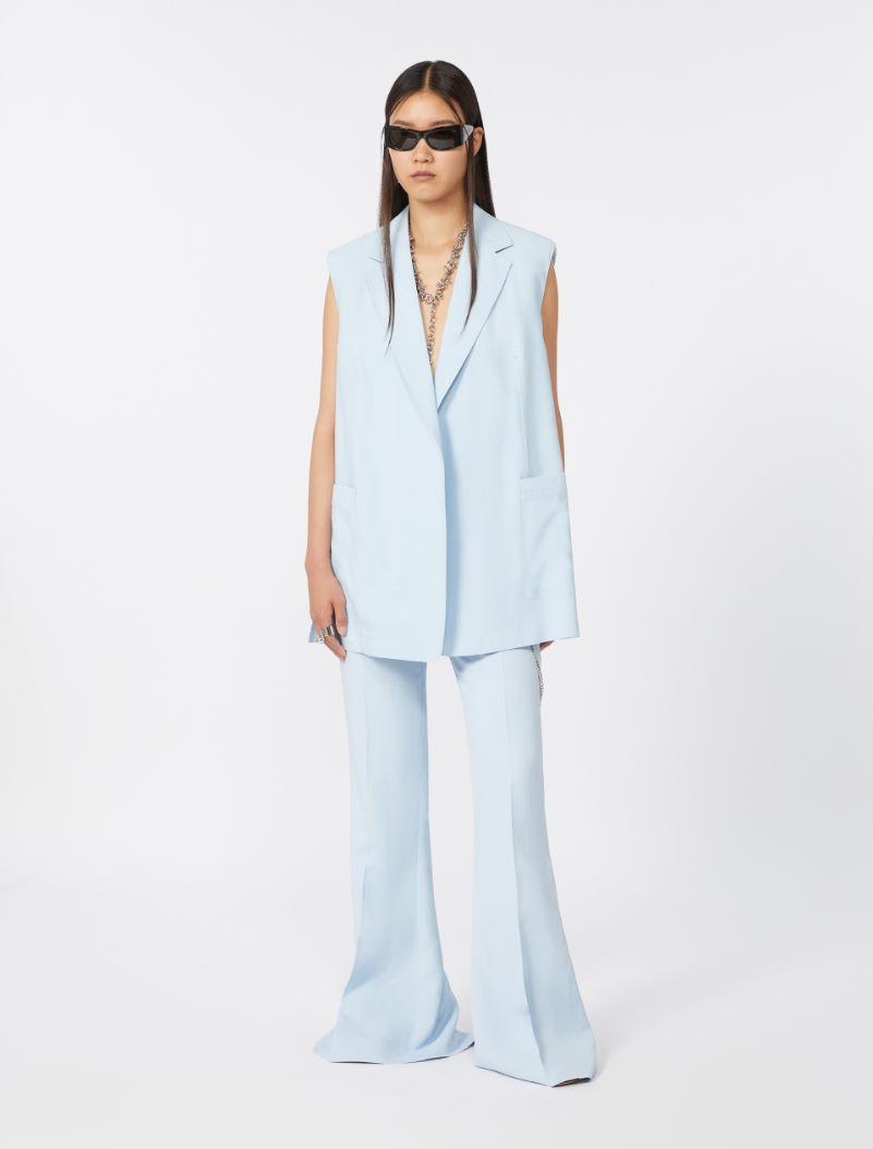 Oversized washed viscose gilet - LIGHT BLUE - Sportmax