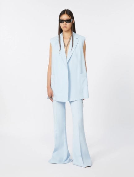 Oversize-Weste aus gewaschener Viskose - AZURBLAU - Sportmax - 1