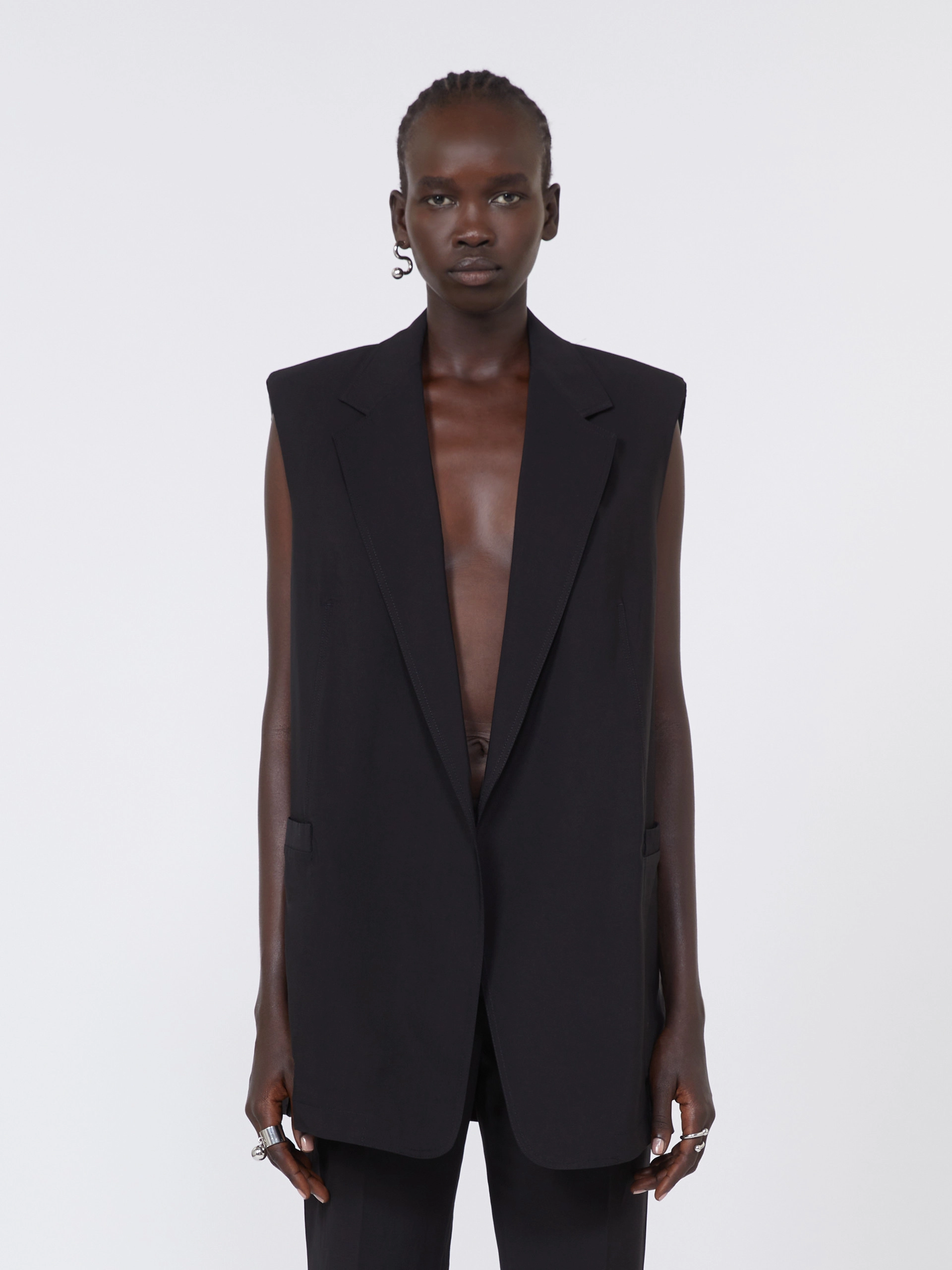 Oversized washed viscose gilet - BLACK - Sportmax - 2