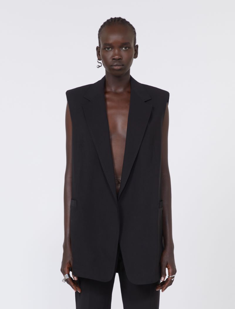 Oversized washed viscose gilet - BLACK - Sportmax - 2