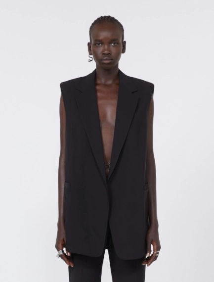 Oversized washed viscose gilet - BLACK - Sportmax - 2
