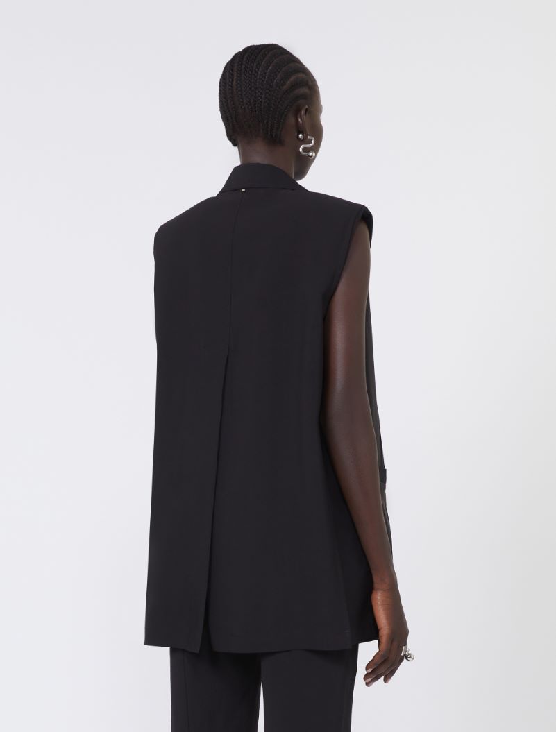 Oversized washed viscose gilet - BLACK - Sportmax - 3
