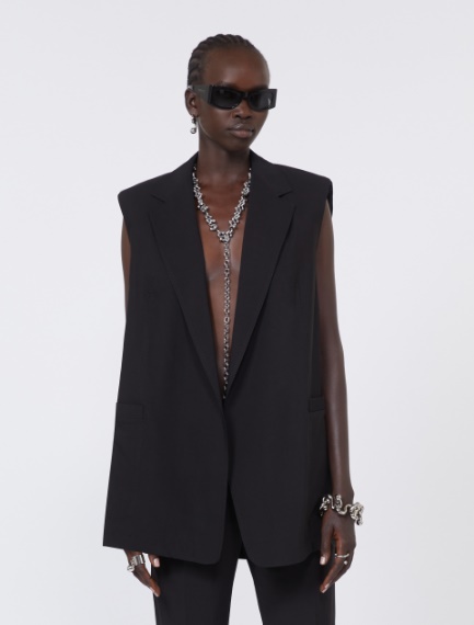 Oversized washed viscose gilet - BLACK - Sportmax