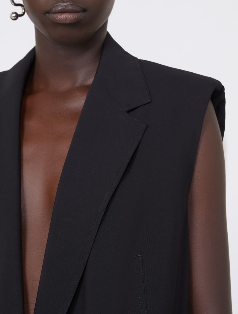 Oversized washed viscose gilet - BLACK - Sportmax - 5
