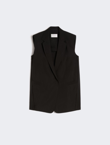 Oversized washed viscose gilet - BLACK - Sportmax