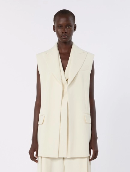 Sleeveless stretch viscose two-piece blazer - IVORY - Sportmax - 2