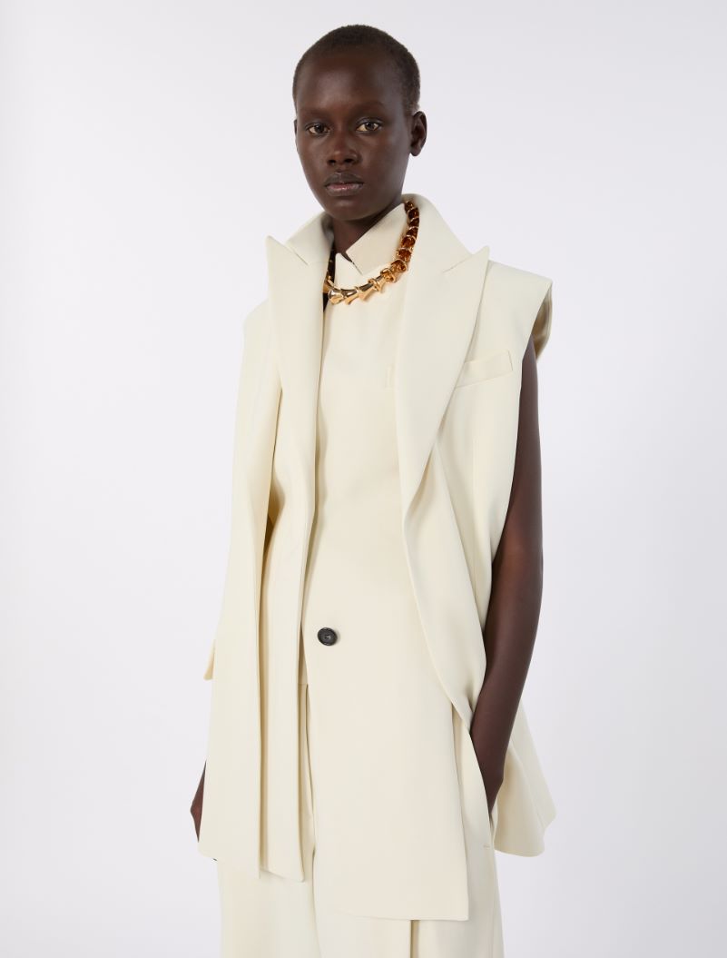 Sleeveless stretch viscose two-piece blazer - IVORY - Sportmax - 4