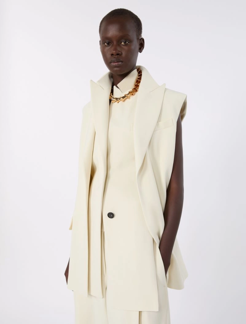 Sleeveless stretch viscose two-piece blazer - IVORY - Sportmax - 4