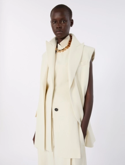 Sleeveless stretch viscose two-piece blazer - IVORY - Sportmax