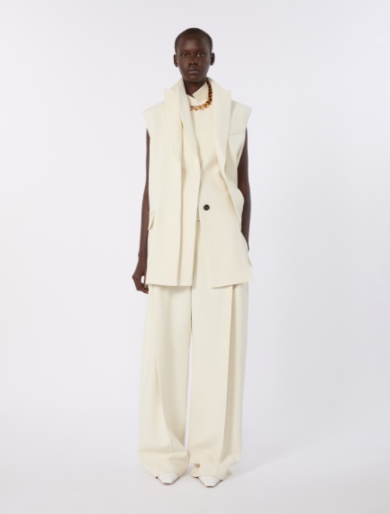 Sleeveless stretch viscose two-piece blazer - IVORY - Sportmax