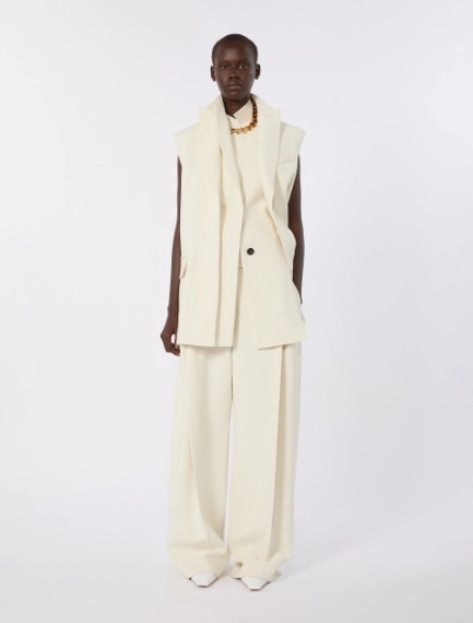 Sleeveless stretch viscose two-piece blazer - IVORY - Sportmax