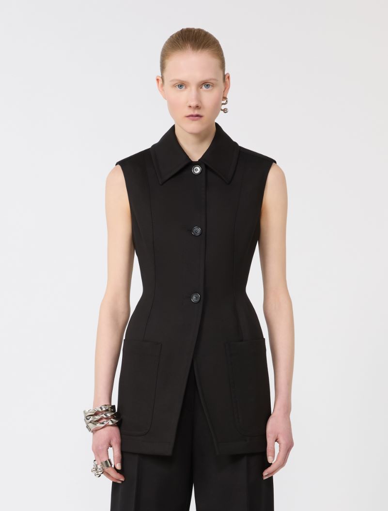 Sleeveless fitted gabardine blazer - BLACK - Sportmax - 2