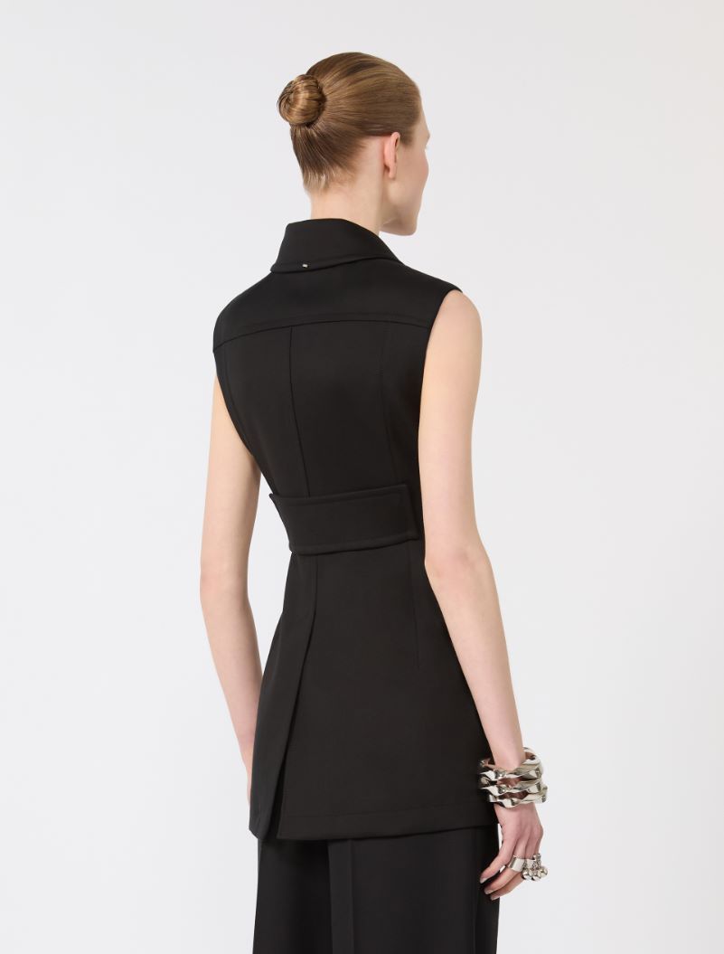 Sleeveless fitted gabardine blazer - BLACK - Sportmax - 3