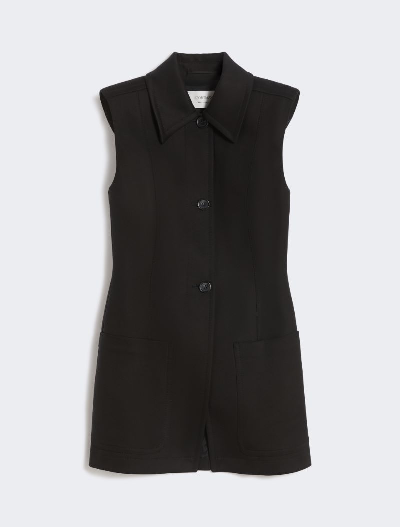 Sleeveless fitted gabardine blazer - BLACK - Sportmax - 7