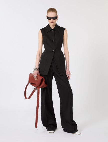 Sleeveless fitted gabardine blazer - BLACK - Sportmax