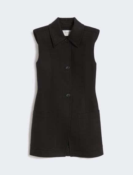 Sleeveless fitted gabardine blazer - BLACK - Sportmax