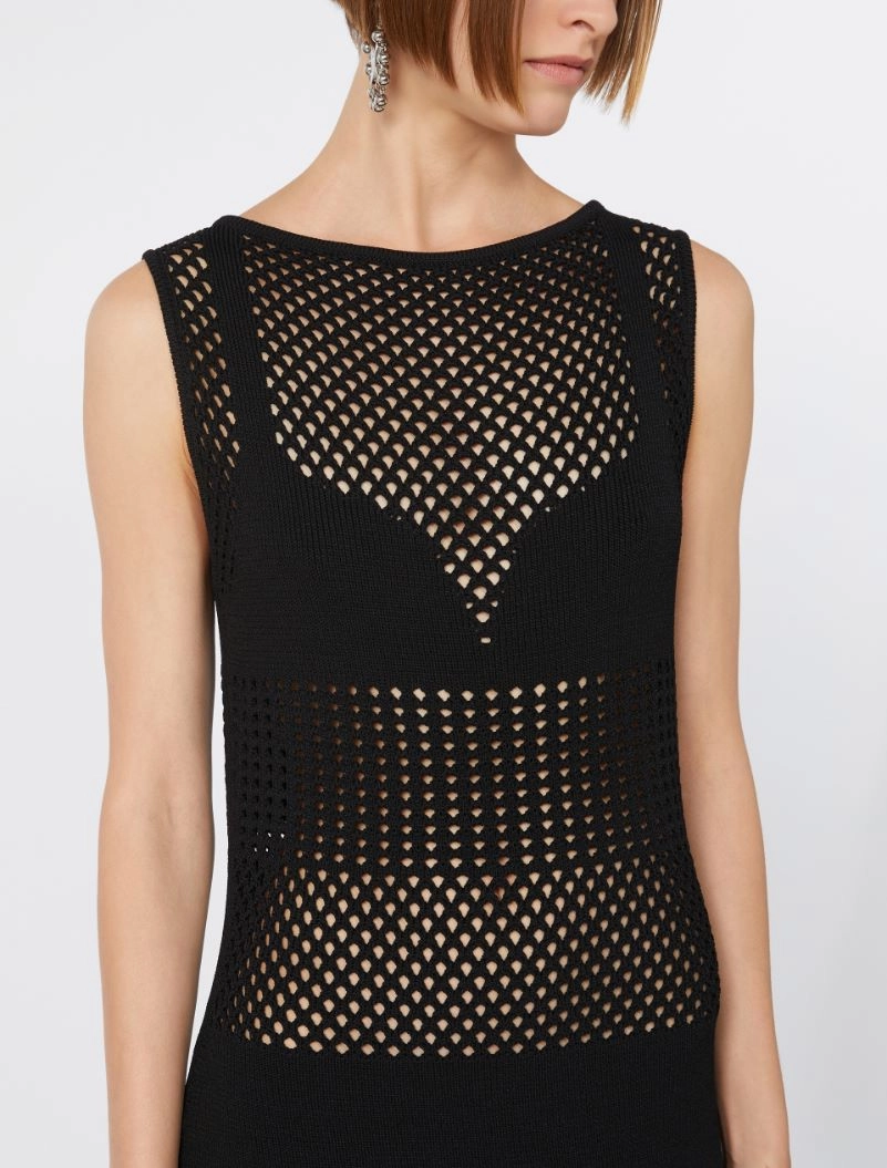Long stretch viscose dress - BLACK - Sportmax - 4