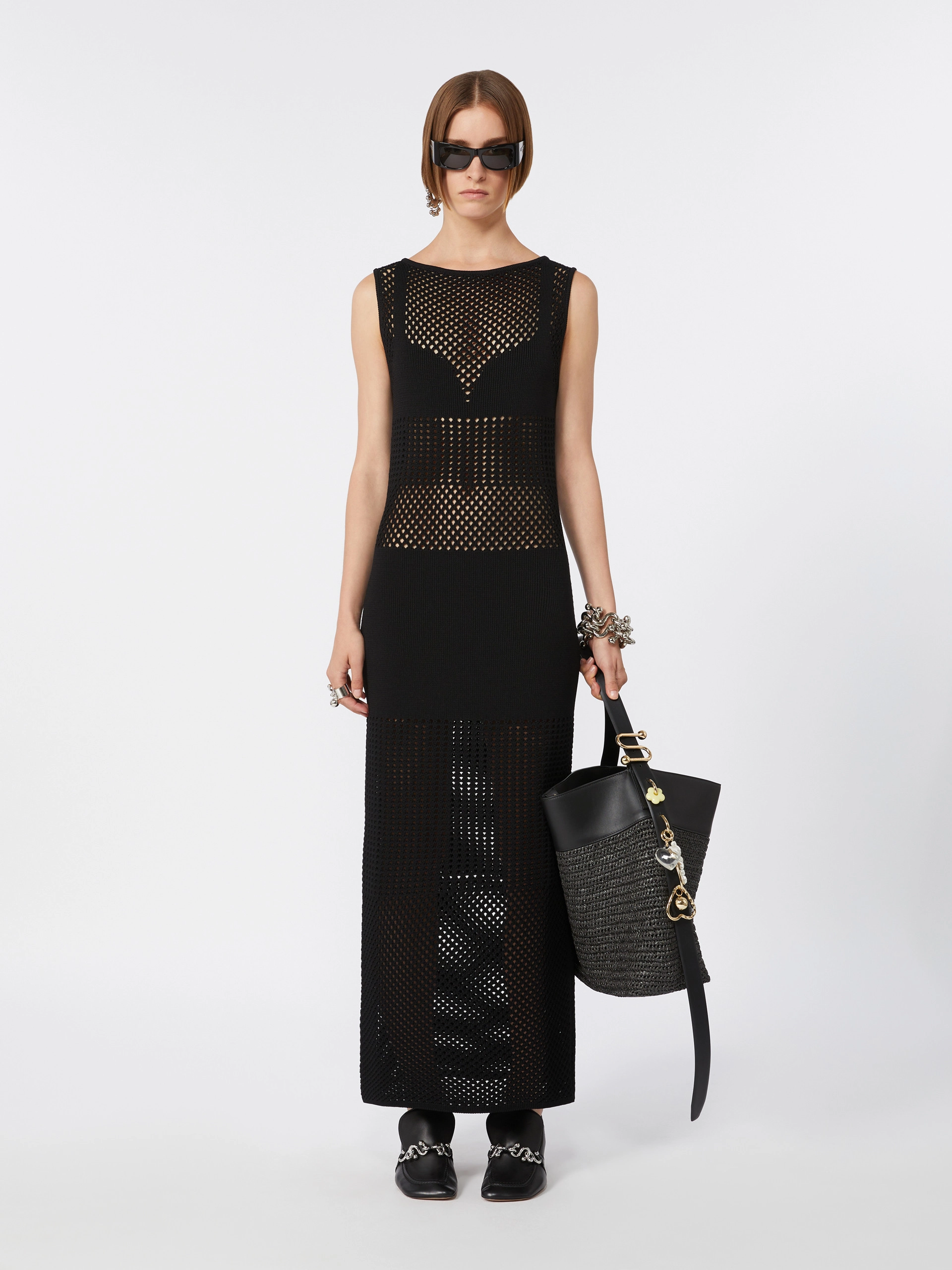 Long stretch viscose dress - BLACK - Sportmax