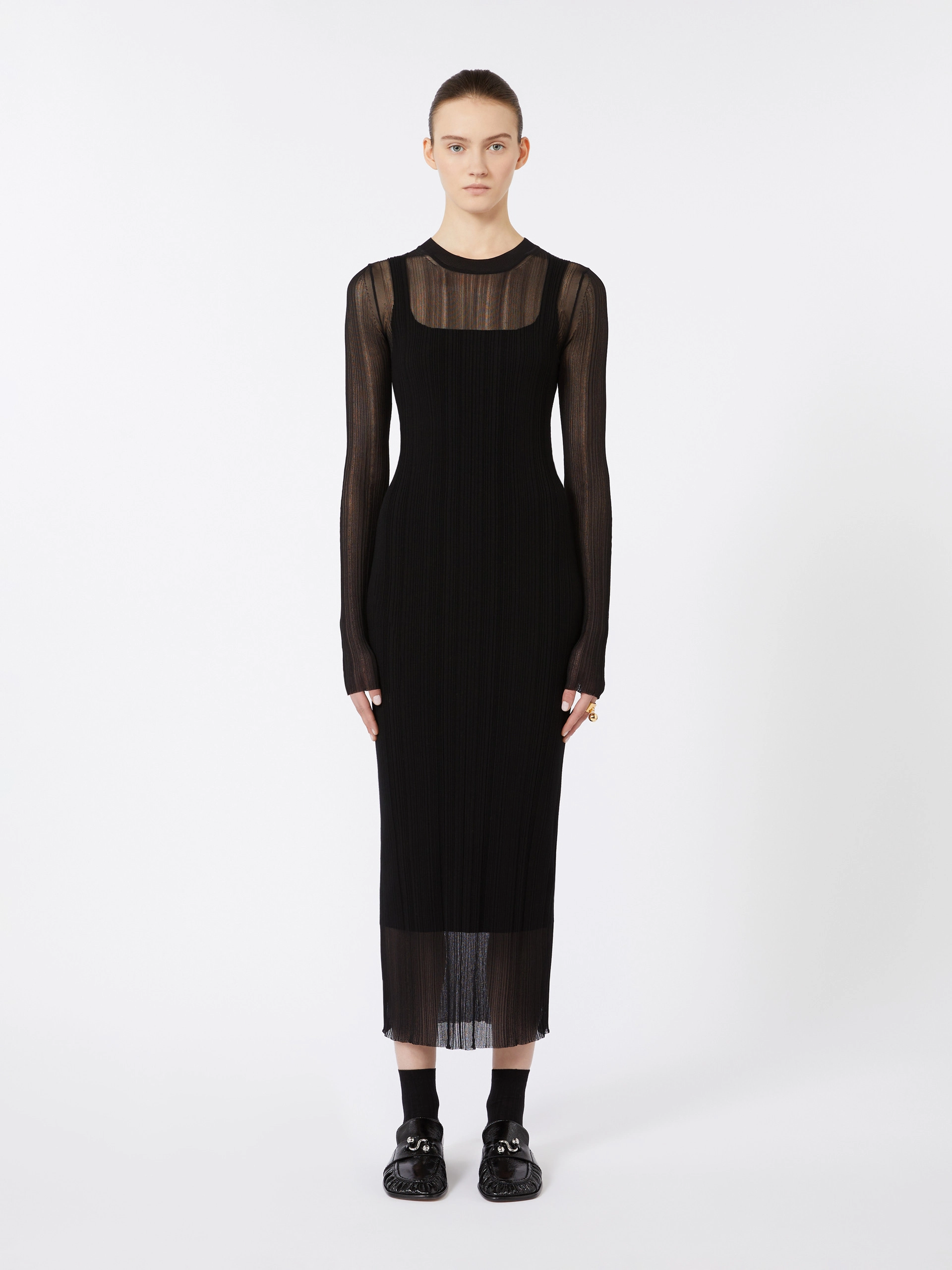 Short-sleeved stretch viscose dress - BLACK - Sportmax - 2